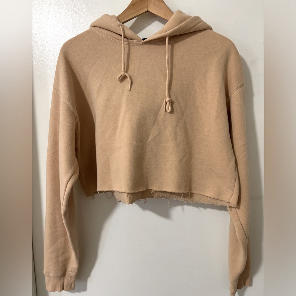 Urban-outfitters appricot beige cropped hoodie